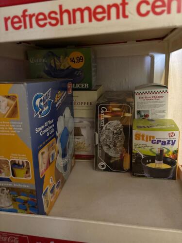 Kitchen Gadget Lot: Smart Spin 49 Pc Storage, Choppers, Stirrer, Corona Slicer, Crystal Bowl