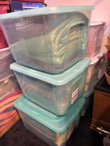 6 Large Totes of Assorted Linens