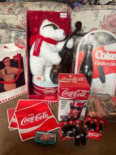 Coca-Cola Collectibles Lot with Coke Umbrella and More