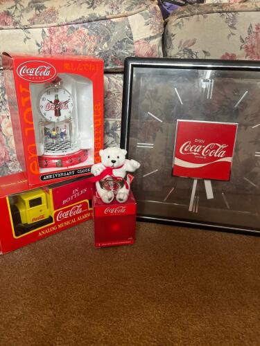 Lot of Vintage Coca-Cola Collectible Clocks and Watch
