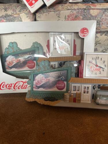 Two 1990 Burwood Coca-Cola 3D Gas Station Wall Clocks
