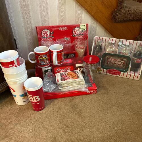 Coca-Cola Kitchenware Collectibles Lot &ndash; 13" Platter, Mugs, Recipe Cards and More