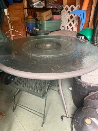 Round Glass Outdoor Patio Table with Lazy Susan