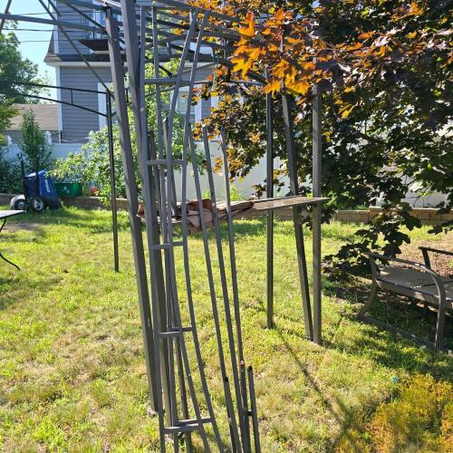Outdoor Metal Patio Gazebo/Bar Frame with Glass Shelves, 6.5 ft x 4.5 ft x 8 ft