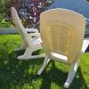 Pair of Off-White Plastic Adirondack Rocking Chairs with Contoured Seats and Wide Armrests - 2
