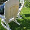 Pair of Off-White Plastic Adirondack Rocking Chairs with Contoured Seats and Wide Armrests - 3