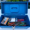 Blue Portable Toolbox with Husky Screwdriver, Pliers, Snips & Nails