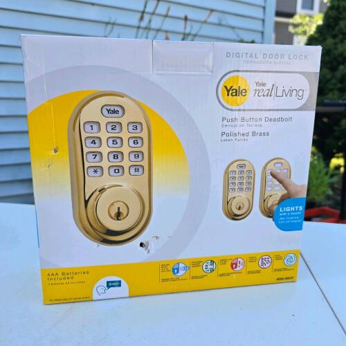 Yale Digital Push Button Deadbolt, Polished Brass, Keypad & Key Access