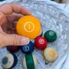 Partial Set Standard Pool Balls, 2.25" Diameter, 14 Balls, Includes Wicker Basket - 3