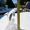 Clear Glass Dolphin Figurine, 8 in Tall, Leaping Over Wave, Decorative Art Sculpture - 3