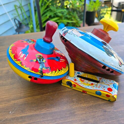 Vintage Metal Spinning Tops