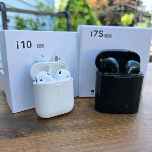 i10 TWS White & i7S TWS Black True Wireless Earbuds with Cases and Boxes Bluetooth
