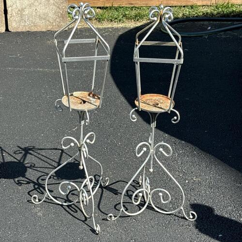 Pair of 30" Metal Ornate Scroll Plant Stands