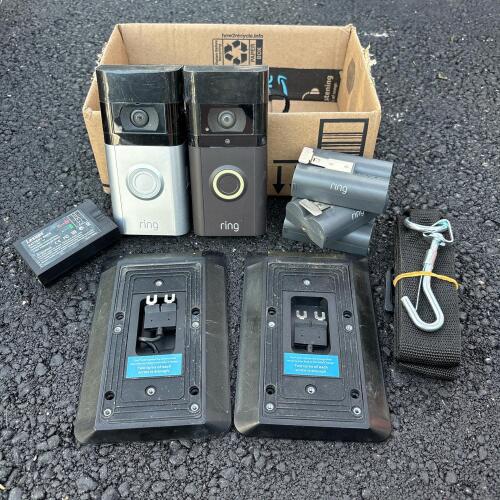 Ring Video Doorbell and Solar Charger Accessory Lot with Batteries
