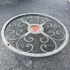 Decorative Wrought Iron Plant Stand with Red Center Medallion