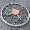 Decorative Wrought Iron Plant Stand with Red Center Medallion - 4