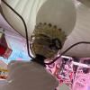 Swirled Milk Glass Hurricane Table Lamp with Ornate Cast Metal Base - 3