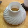 Swirled Milk Glass Hurricane Table Lamp with Ornate Cast Metal Base - 7