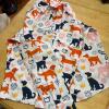 Pair of Women's XL Novelty Button-Up Shirts - Dog and Halloween Prints - 5