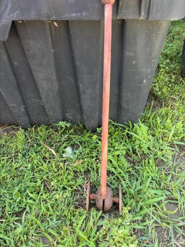 Vintage Wooden Hand Garden Cast Iron Lawn Tool