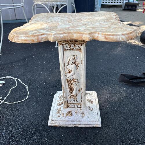 Ornate Marble Top Pedestal Table