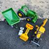 Toy Truck Lot: John Deere Tractor Trailer, CAT Backhoe, Die Cast Lesney Ford Truck