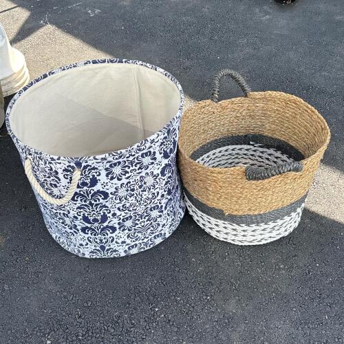 Set of 2 Fabric & Woven Laundry Baskets