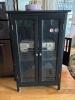 Black Glass-Door Media Cabinet with Equipment