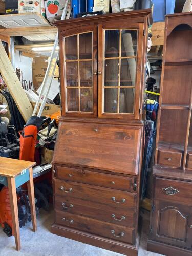 Traditional Secretary Desk with Hutch, Drop-Front