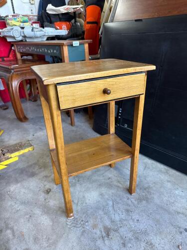 Wooden Side Table with Drawer and Lower Shelf