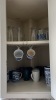 Blue and White Willow-Pattern Ceramic Mugs with Other Mugs and Glassware