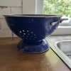 Blue Metal Colander with Handles
