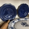 Assorted Blue and White Plates, Platter, Trivets, Etc. - 9