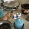 Miniatures, Pewter and Pottery Lot (with tiny kitty and baby tools) - 5