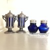 Two Sets of Cobalt Glass Salt and Pepper Shakers