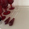 Ruby Red Pressed Glass Goblets, Cordials, Serving Utensils - 2