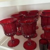 Ruby Red Pressed Glass Goblets, Cordials, Serving Utensils - 4