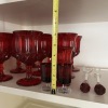 Ruby Red Pressed Glass Goblets, Cordials, Serving Utensils - 7