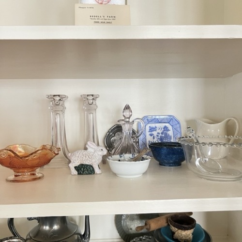 Decorative Glass and Ceramic Pieces with Rabbit Figure