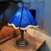 Small Blue Stained Glass Style Table Lamp