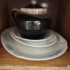Assorted Kitchenware: Enamel Pot, French Press, Plates - 2