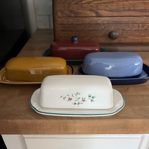Four Ceramic Butter Dishes, Mixed Makers