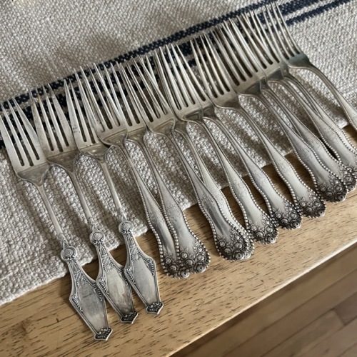 Heavy Silver Plated Forks: 3 Reed & Barton 12 Star Mark with Rose Pattern