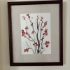 Framed Signed Watercolor Painting of Red Berries