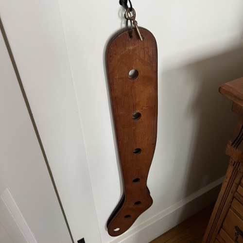 Antique Wooden Sock Stretcher and Skeleton Key