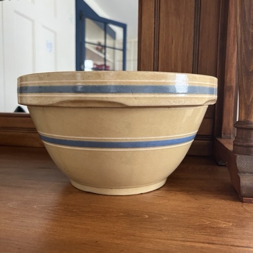 Stoneware Mixing Bowl with Blue Bands