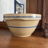 Stoneware Mixing Bowl with Blue Bands
