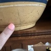 Set of Yellow Ware Bowls with Blue Bands and "Simplify" Wooden Sign - 4