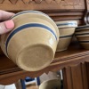 Set of Yellow Ware Bowls with Blue Bands and "Simplify" Wooden Sign - 10