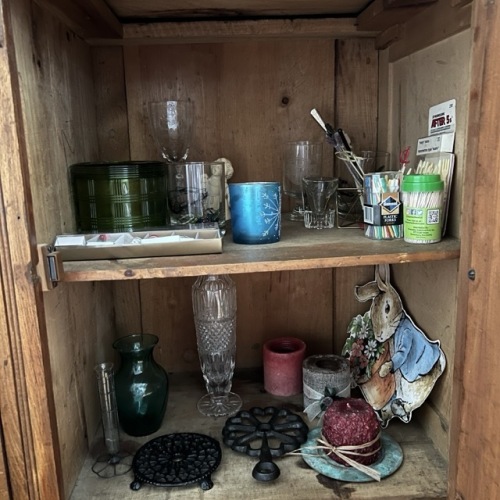Cabinet Lot: Candles, Vases, Decor
